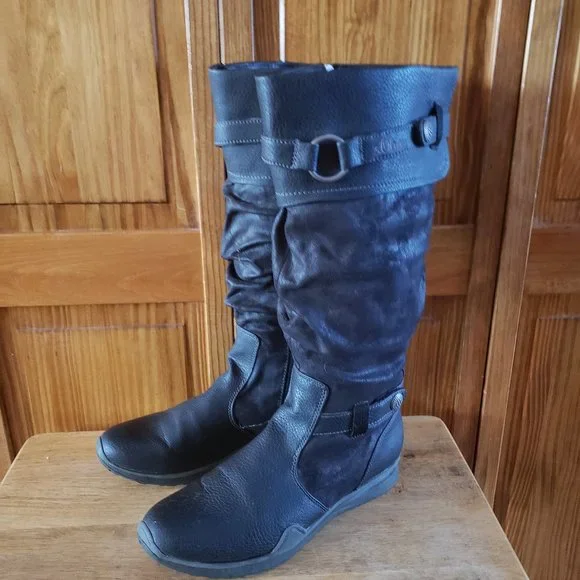 S'OLIVER black knee high leather boots sz 41 EUR/10 US - Picture 1 of 3